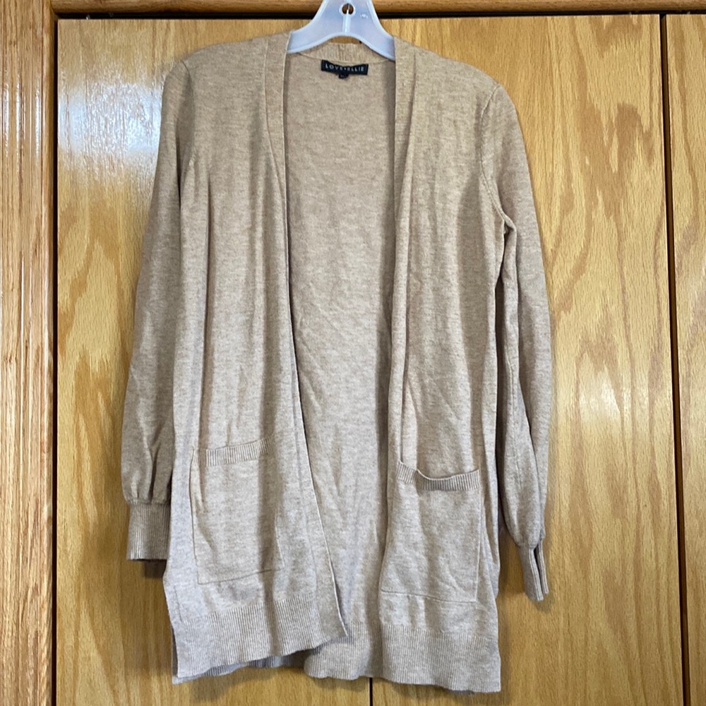 Girls tan open front cardigan